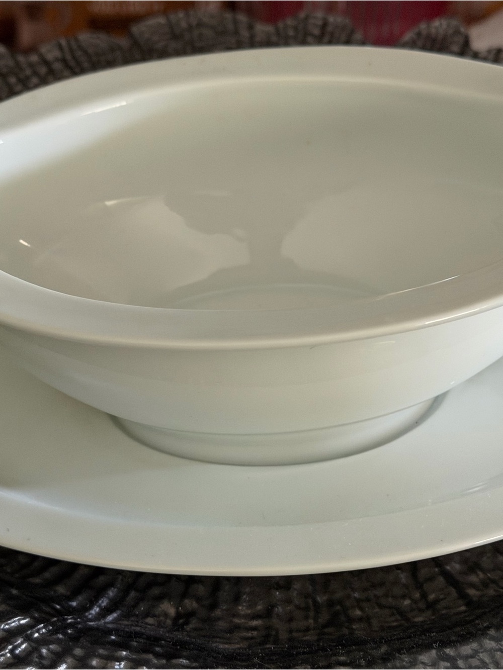 White Ceramic Serving Bowl and Plate Set - Home Dining